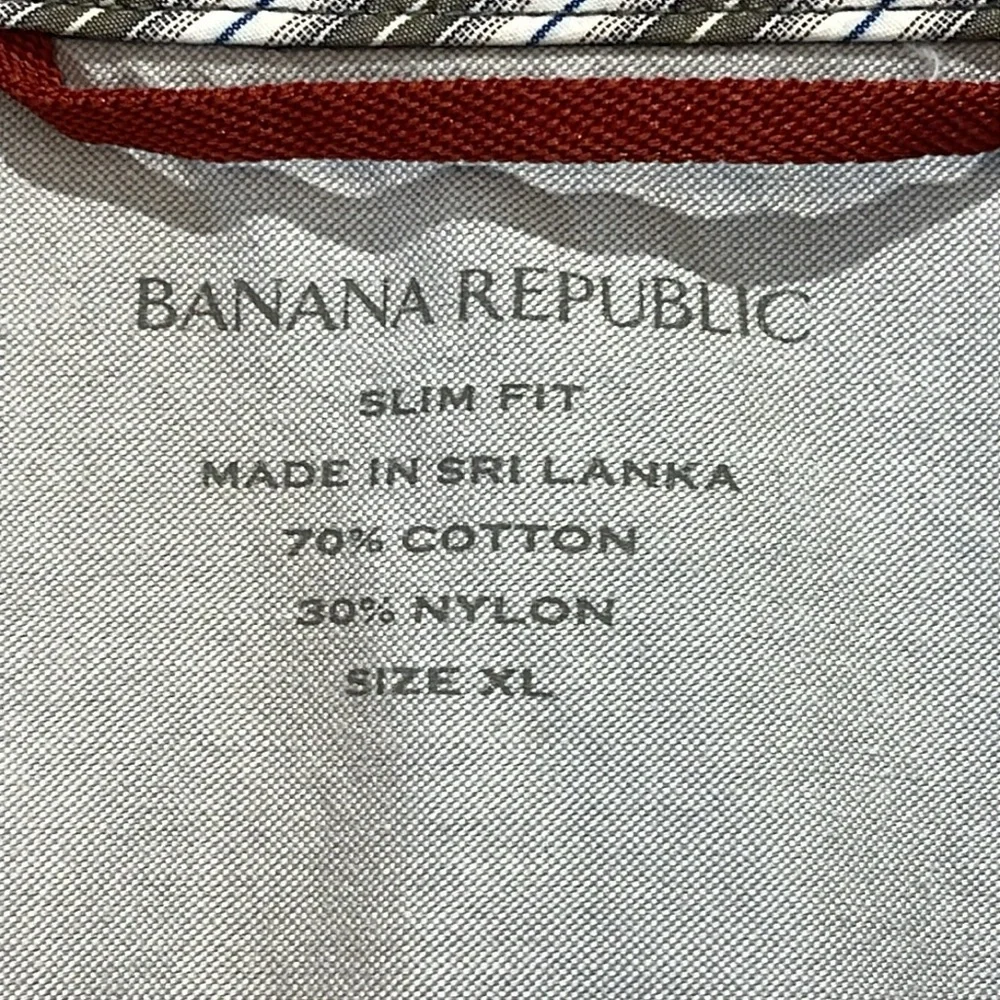 BANANA REPUBLIC SIZE XL SLIM FIT Men's Striped Gray Western Shirt